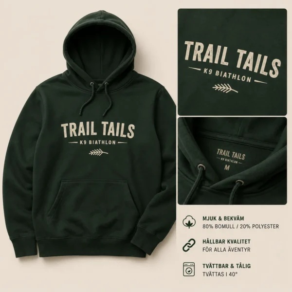 Mörkgrön hoodie med tryckt logotyp