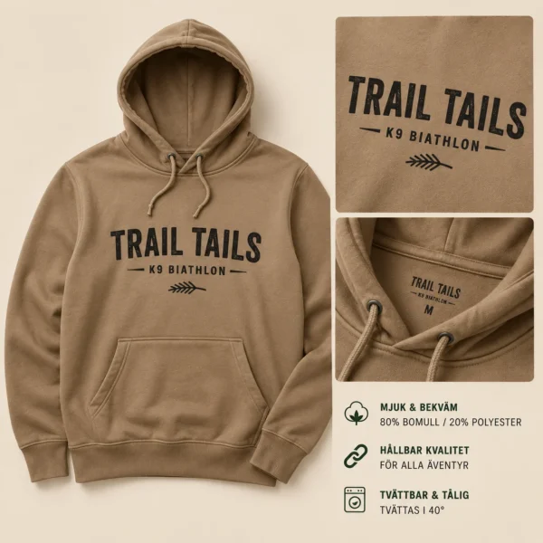 Sandfärgad hoodie med tryckt logotyp