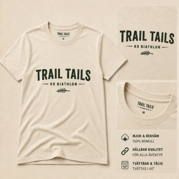 Naturvit t-shirt med grönt textiltryck